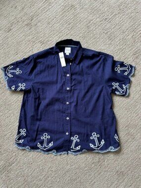 Maeve Women's Button Down Short Sleeve Blouse, New with Tags
